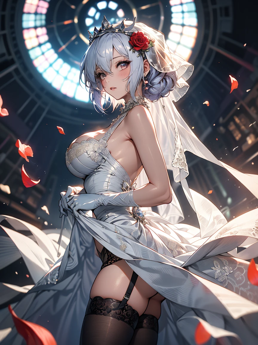beautiful woman,smile,(light green short hair),nobility,(princess),blue student,Tall figure,((Strapless dress)),low skirt,(Star evening dress),lolita skirt,Show your legs,Crystal heels,red carpet,prom website,(nobility),(titsใหญ่),((fluffy fur)),(2 young women ,beautiful woman),(20 year old girl),big breasts,Big tits,tits,rift, visible chest, Show your breasts, open chest,((bare breast:1.37)), ฉันเห็นtitsโป่งพ,(large areolae:1.4,pink,titsมองเห็นได้ชัดเจน..)