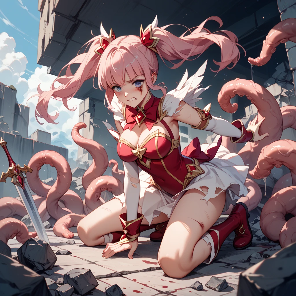 Uterus wearing surgical gloves, in the art style of Yoshitaka Amano.