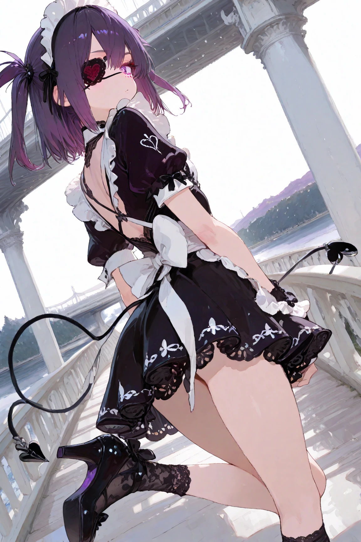 (Highly detailed CG Unity 4k wallpaper),(masterpiece),(Highest quality),(Super detailed),(Best illustrations),(Best Shadow),(Absurd),(Detailed Background), Ayuzawa Misaki, One girl, alone, Knee socks, Maid, Maid headdress, Brown eyes, Black Hair, Long Hair, zettai ryouiki, choker, black Knee socks, (((viewer holding chain leash, animal collar, long chain leash))), (((animal collar connected chain leash))), (((blindfold))), (((open mouth, long tongue, stick out tongue, tongue out))), (((hands on the ground, on all fours))),

