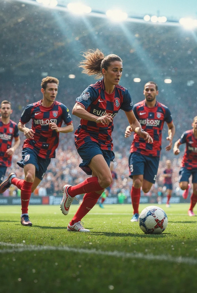 a spectators' stand behind a soccer field