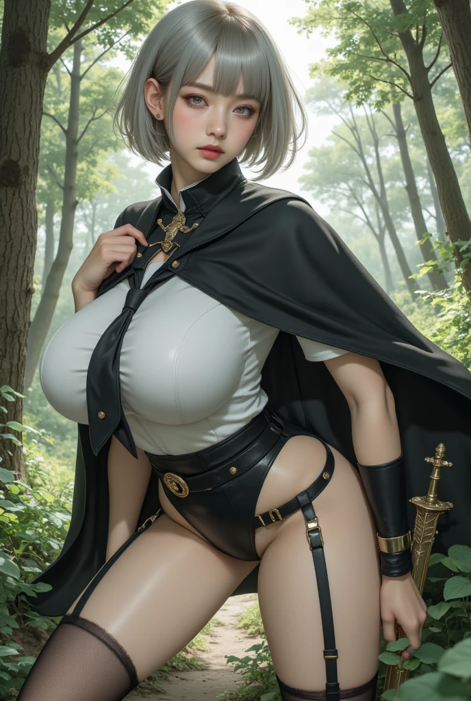 (muste piece), (works of art), (Amazing work), (detailed eyes), (delicate skin), (colorful eyes), (short white hair with bangs), (sparkling eyes), (1 girl) ,(small breasts),skinny legs,With witch's hat, old, old, Wear extravagant medieval clothing, muste piece, best quality, The best Desinger, best illustration,Pissing,Gonzo,full shot,knee socks