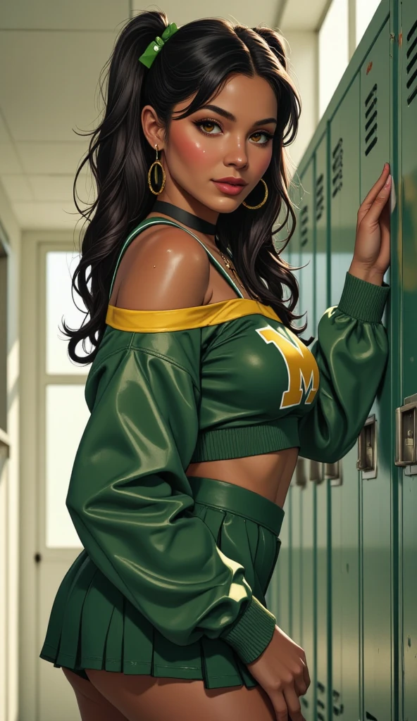 dark skinned African girl, crop top, underboob, thong, 
