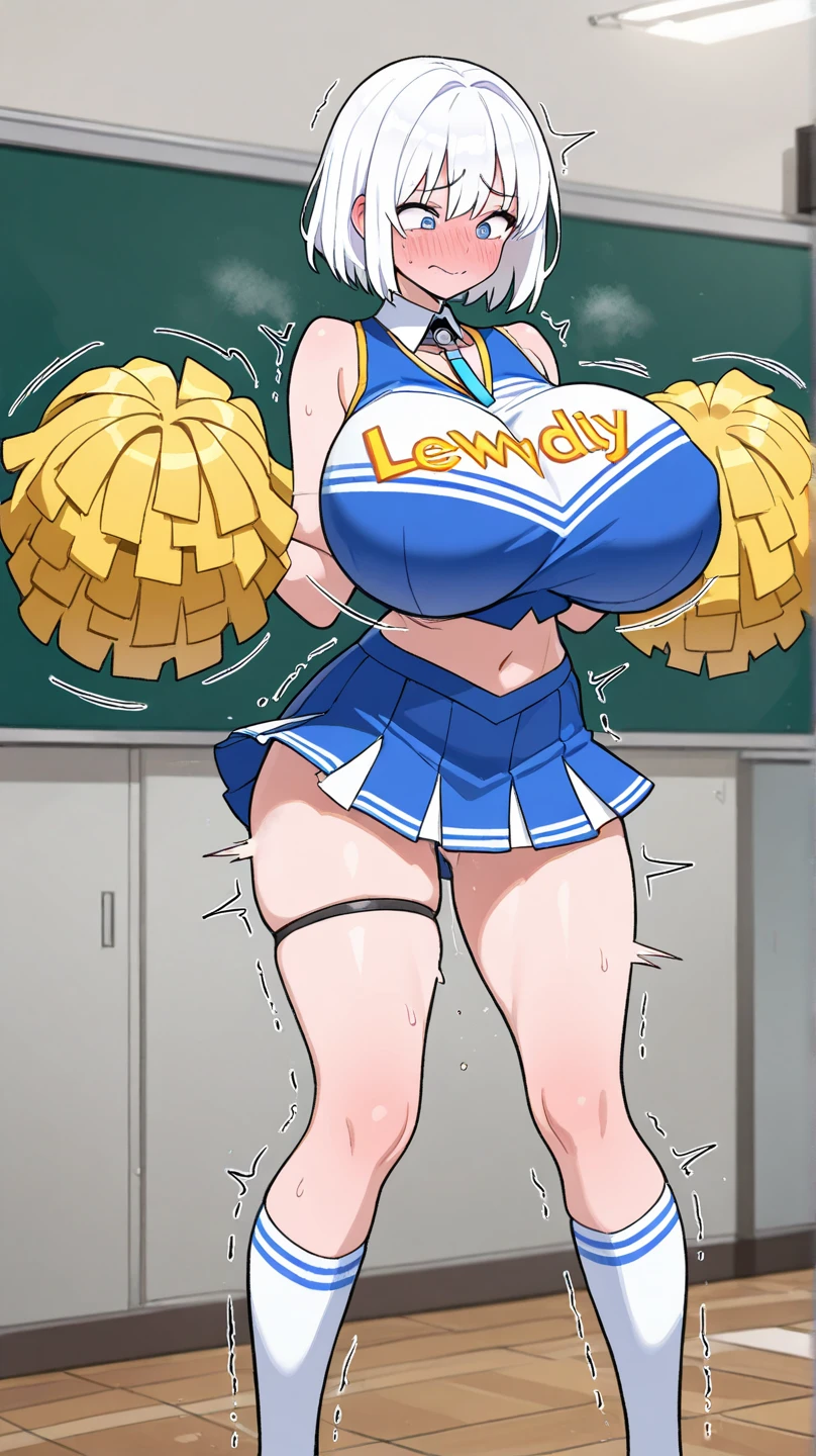 Score_9, score_8_up, score_7_up, score_6_up, score_5_up, score_4_up, source_anime, solo, 1girl, cute students, young female, sagging gigantic huge breasts, wide hips, thick thighs, huge areolae, areola slip, black areolae, dark nipples, sideview, detailed eyes, brown eyes, looking at viewer, cheerleading uniform, sleeveless, ahegao, orgasm, collarbone, head tilt, showing hairy stomach hair, mostly hairy stomach hair, showing hairy pubic hair, hairy stomach, micro skirt, showing armpit, hairy armpit hair, bukkake, cum shot on armpit, sperm, having sex with boy, Japanese, hentai, crowded, schoolyard, having sex, sex from behind, side view, spreading legs, hand behind the head, fecundation mark, raping atmosphere, breast milk, knee-high socks, tanned skin, rape, 2penis