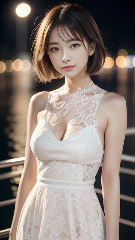 Sexy big 、Sexy cute looks and cute 15 year old beautiful girl, Beautiful and sexy face、A strong wind blows my hair in front of my face、A short-haired blonde with cute, sexy eyes hidden by long bangs.、Cute ribbon、Cute one piece dress