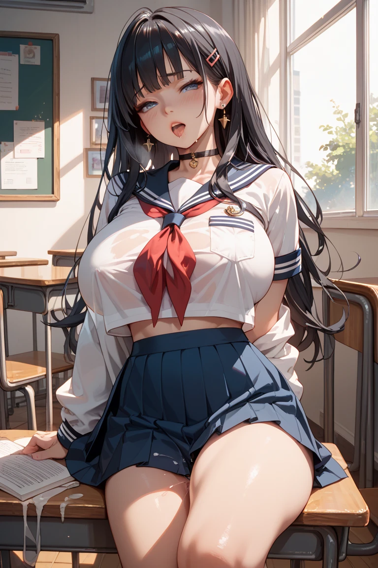 (masturbation:1.3),girl,(bishoujo:1.3),(kawaii:1.3),small_breasts,sitting_on_chair,front view,beautiful nipples,pussy,(pussy juice:1.4),saliva trail,drooling,sweaty,(female_orgasm:1.2),(twitching:1.2),(spasm:1.2),sweat,rape_face,(sailor:1.2),(serafuku:1.2),skirt_removed,thighhighs,head_backl5601,
