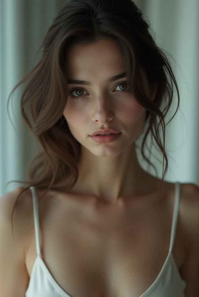 A beautiful girl with wet white transparent top without underwear