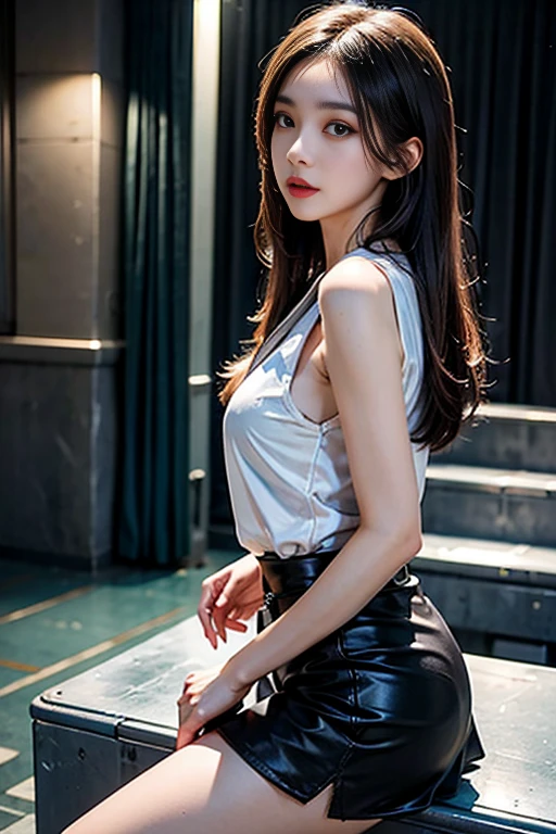 （Crowded train：1.3）, （Sexy girl, ,Makeup，Beautiful detail eyes,Delicate face:1.3），（black miniskirt，Black slim pantyhose：1.3）,（Big waves long hair，Crimson lips） 40k, Photo, Masterpiece, Best quality, Dark gray background, (gorgeous woman), hour glass figure, (White skinny open shirt: 1.3),（black miniskirt：1.3）large breasted，Cleavage， striking various poses, raw,(8K, Best quality, Masterpiece:1.2),(Complex Details:1.4),(Photorealistic:1.4),Octane rendering, Complex 3D Rendering Ultra Detail, Studio soft light, rim light, vivid detail, hyper-detail, realistic skin textures, Detail face, Very Detail CG Unity 8k wallpaper, (Detailed background:1.2),