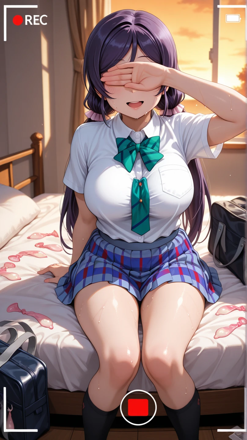 highest quality、High resolution、detailed background、beautiful and detailed face、beautiful and smooth skin、skin texture、Beautiful teenage girl、(huge breasts:1.2)、New Panties、stripes々panties、sexy sailor suit、white sailor collar、No sleeve、plaid pleated mini skirt、purple hair、cute braided hairstyle、white knee high socks、
((I was changing clothes in the classroom and I was in my underwear.、taking off clothes))、emphasize the chest、emphasize cleavage、legs open、big ass、smiling playfully、laughing、smile、sexual expression、Panties shot、Panty shot、black bra、sheer bra、cute、cameltoe