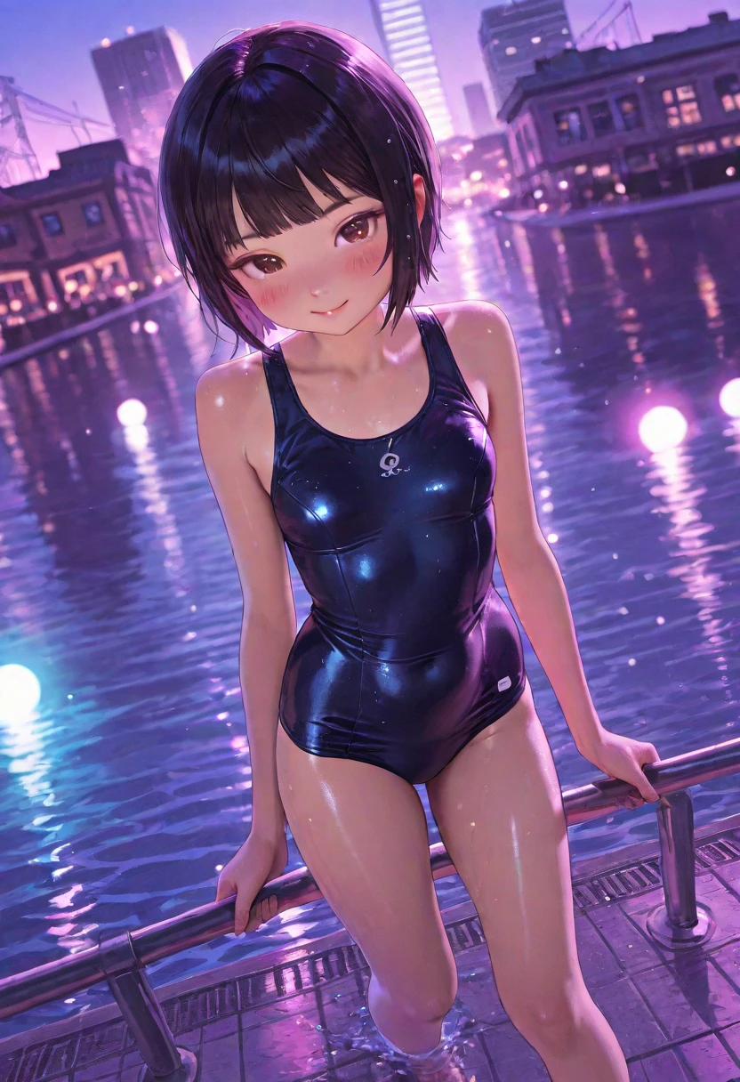 (competition swimsuit),, ((pantyhose)), ((Shiny Costumes)), skindentation, skinny, solo, 1 woman, Masterpiece, highest quality, highest quality, 16K, incredibly absurd, highly detailed, 2.5D, ai-generated, delicate and dynamic, very delicate facial expressions, delicate eye depiction, erotic, only sexy woman, ((A cute and kind face)), healthy figure, ((25-year-old woman)), 160cm tall, medium firm swaying bust, , blush, Sweat,Embarrassed,sexy, ((thin thighs)), (camel toe:0.7), (visible nipples:0.3), (Erect nipples,:0.7), shiny and lustrous, facing straight at viewer, (((in heat))), ((Oily_skin)),, ((dutch angle)), ((erotic pose)), , (((A woman making a confession under the moonlight))),, ((sit)),