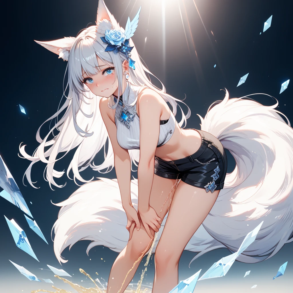 White haired fox dancing gypsy dance in bikini