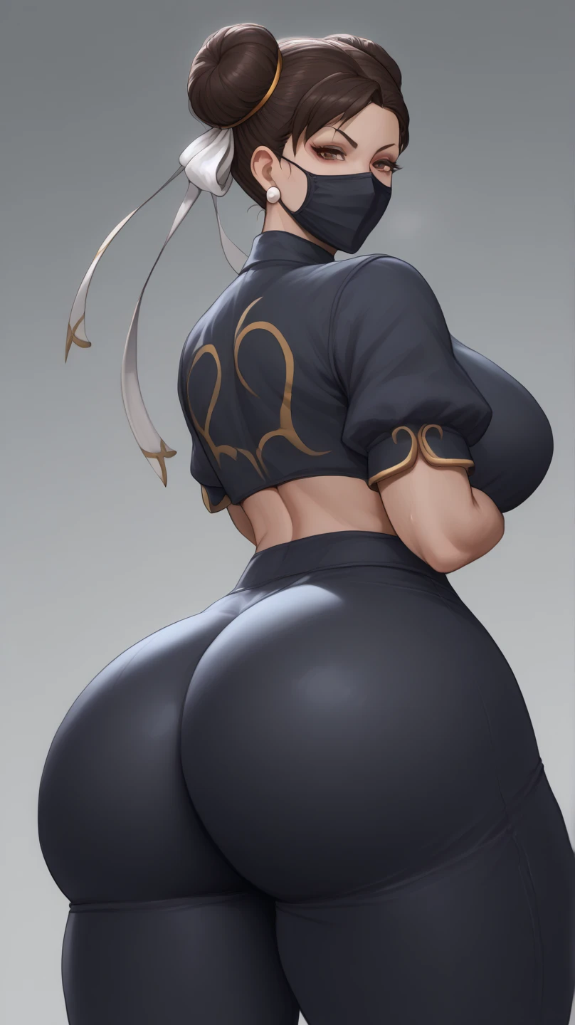 Elaborate CG artwork, (best qualtiy, exquisite detailing, absolute masterpiece), ((Pitch Black Background)),((posterior view)),(opening legs),(plus size model)),((black kimono gold design, long stockings)), (((pale skin))),(((black hair))), ((shorth hair,Graduation Bob)),、bare pussy ,Wearing sexy BDSM gear),Detailed beautiful mature face, very detailed beautiful face and yellow eyes, (detailed seductive and sharp eyes), (plump shiny black lips)), (dark Eye Shadow), blush, (sadistic seductive smile), (Curvaceous), ( unbelievably huge curvaceous hips), (ridiculously massive thick thighs), (glittery skin), (wet oily skin), Fingernail Art, Jewelry, Bracelet, hoop earrings, pitch black background, empress, shogun