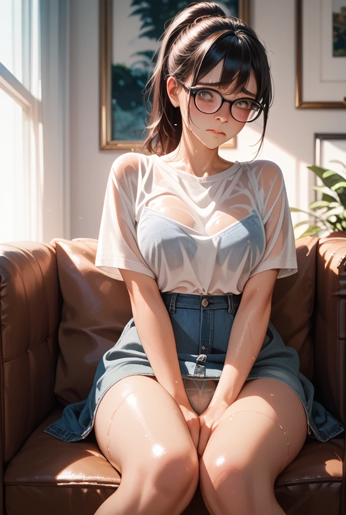 (highest quality、High resolution、detailed background)、(super detailed face:1.2)、Super detailed expression、(Low - Angle、Super close-up from below:1.5)、
Beautiful girl in her 20s in underwear、perfect body、brown hair、bob cut、braided ponytail、glasses、(huge breasts:1.2)、realistic、white floral embroidery panties、white floral embroidery bra、plump nipples、big ass、Show the whole body、cute、excited、I put my hand in my panties in a daze、pinch your nipples、Cum while sitting on the toilet、sexual expression、cute、cameltoe