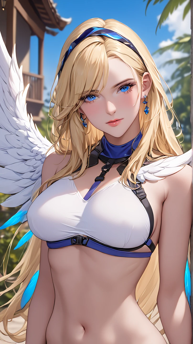 Rosalina sexy, perfect face, Perfect eyes, sexy angel cosplay, big tits, White color, bikini, White wings, clear sky 