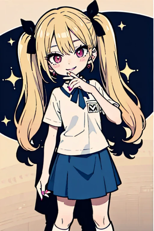 master piace, best quality,ultra hyper-detailed,8K_wall paper,(Beautiful eyes),((a cute)),(Wonderful),(erotick),anime moe art style,1girl in,独奏,,Mini skirt,1girl in,,black har,shirts,Long hair,,Navel,,Small breasts,,(((zettai ryouiki))),Wet T-shirt:1.5,Short sleeves,Open mouth,double tooth,