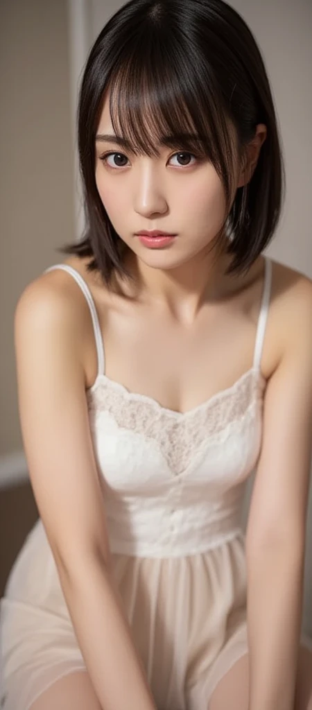 ((Small and perky breasts)), (dynamic photo of 20 year old woman), (slim top, cotton panties), (straight hair not curly), (very detailed face:1.4), (blood vessels muscles and belly:1.3), (bamboo room Ding background, bright:1.1), (8k, uhd, dslr, high quality, cinematic lighting, bokeh),(lying)), ((bed)) (dramatic photography,winner awards, amazing masterpiece:1.3), (((sexy sultry looking at the camera:0.8))), close up, ((she is ready to dominate you:0.5)), ((beautiful feminine face)) (she is a champion MMA fighter) , add_detail:1, ((Wearing pastel strapless)) Pink lace, seductive pose, straddling, hair band((hair ribbon))