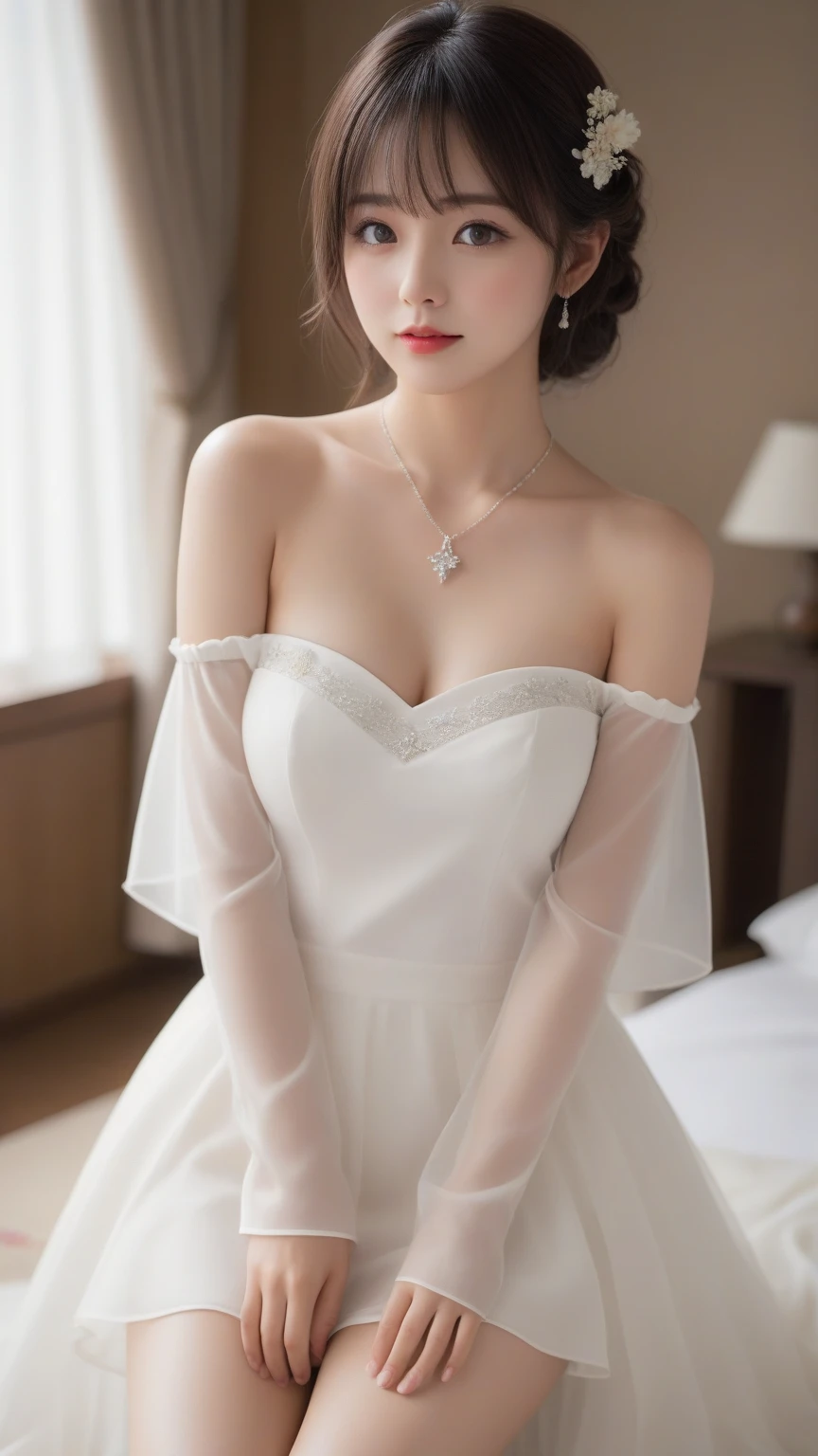 very beautiful girl, korean mixed idol model, ((hở ngực)), ((vaginal cleft)), ((damp)), ((Philanthropic));
((lifelike:1.2)), ((masterpiece:1.2)), ((Highest quality image)), ((not NSFW)), ((8K)), CG, HD, ((high solution và tương phản)), ((Super nice graphics)), ((professional)), ((màu sắc detail và rực rỡ)), ((Super smooth image)), ((Advanced photography techniques)), ((RAW thật)), ((Kết cấu ảnh perfect));
Complex lighting, yellow-black rays, ((Face lighting));
sunlight ((twinkle)), ((illuminate the girl&#39;s body));
glossy pink lips, phấn mắt hồng, eyelash, blush, mỹ phẩm, aa bright white, lỗ chân lông detail, da stretch the ball, da stretch the ball; bàn tay perfect, spotless; ivory white skin, ruddy, stretch the ball, shiny;
golden red hair, smooth, floating in the sunlight, detail;
blue eyes, charming, ((trang điểm high solution)), true, ((damp)), detail, phấn mắt hồng; 
two delicate eyelids, đẹp perfect, detail, eyelash đen;
Arched eyebrows, dear, high solution, detail;
khuôn mặt xinh đẹp và perfect, holiness, light makeup, cân đối perfect, đẹp đến từng detail, ((shiny)), mỹ phẩm;
Beautiful nose, lovely, cao, detail;
blush, prominent cheekbones, detail;
đôi môi charming, glossy pink lips;
Bright smile, pure white teeth, detail;
beautiful hands, perfect, ((error-free)), no disability;
cơ thể siêu perfect, full of life;
big and plump breasts, Raised nipples, Deep chest slit, toning, detail;
mông nở nang, shiny;