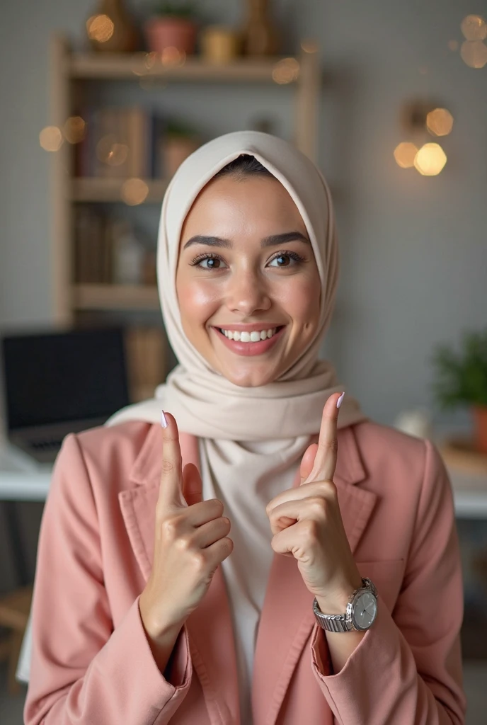 make me a photo of a woman wearing a hijab posing like a nazi salute