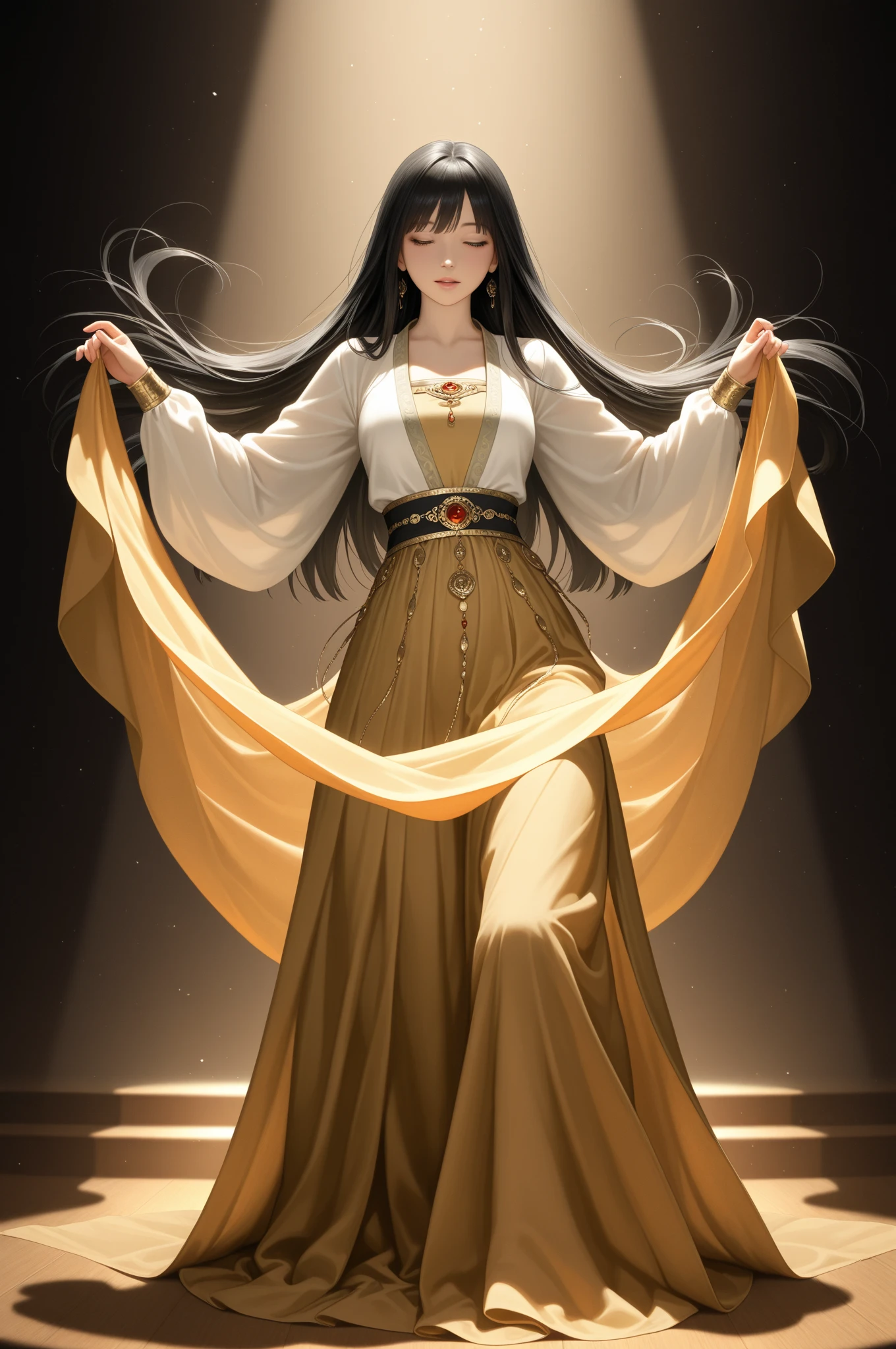 A girl, dressed in white, standing, facing, full length, in front, font<lora:guofeng02meizia:0.8>