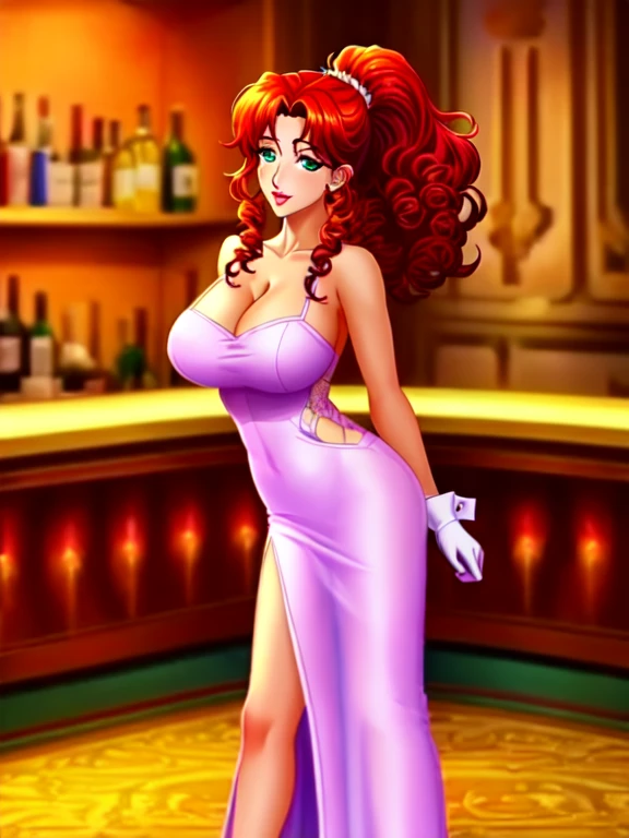 you are in a strip club. you are approached by a MILF in her late 30s. she has a sexy dress on and looks at you depressed. she has auburn hair that flows to her back.