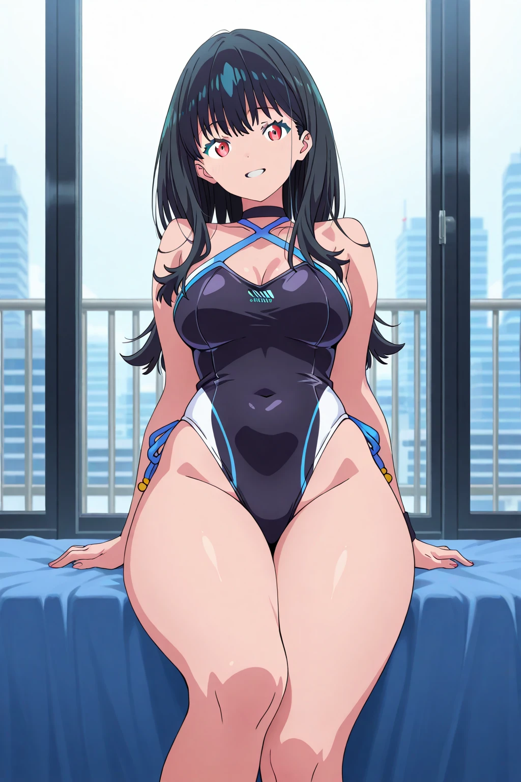 masterpiece, best quality, ultra detailed, best illustration, nsfw, 1girl, one-piece swimsuit, Dia_Genjitsu_no_Yohane, おっぱい