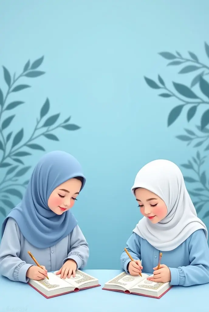 Islamic girl helping her brother to study