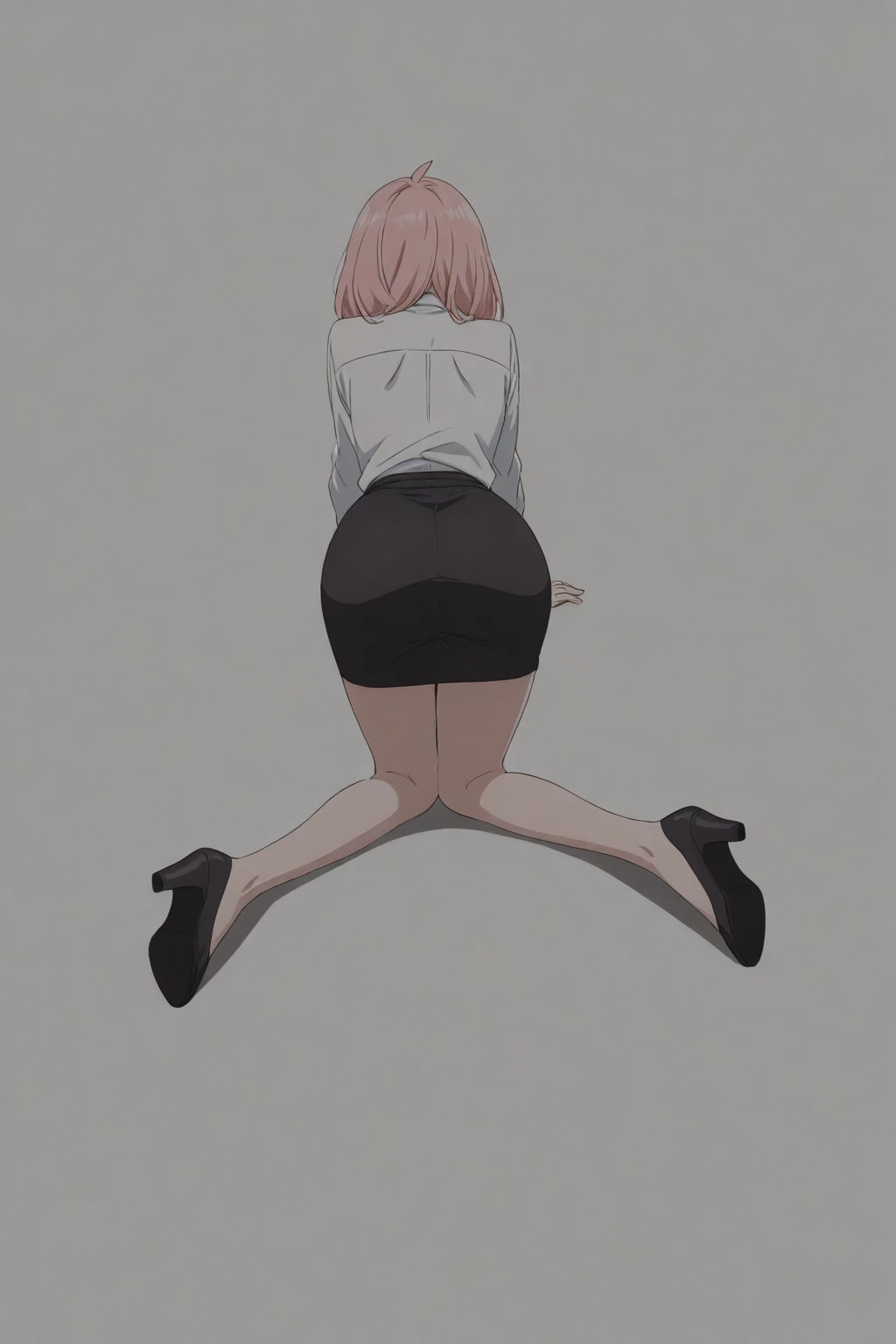 masterpiece, best_quality, 1girl, solo, lycoris challenge, handstand, holding clothes, lycoris recoil, thighs, large breasts,