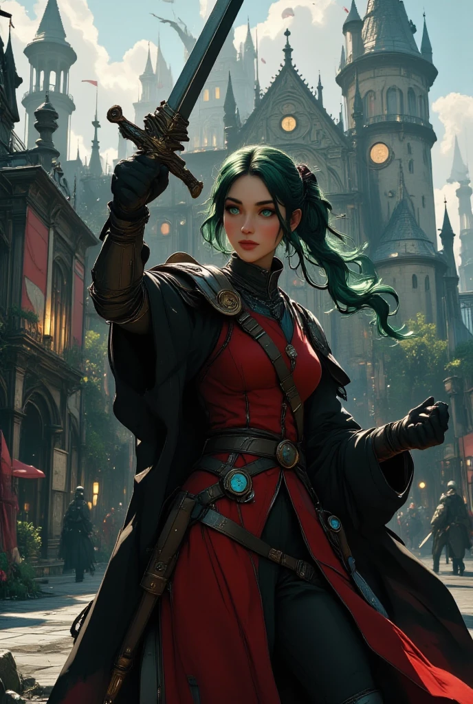 a devilish woman with long black hair,pale skin,intense red eyes,wearing an elaborate elf-like costume,in a dark mysterious fantasy setting,(best quality,4k,8k,highres,masterpiece:1.2),ultra-detailed,(realistic,photorealistic,photo-realistic:1.37),dramatic lighting,cinematic composition,dark moody atmosphere,intricate details,fantasy art,dark fantasy,concept art