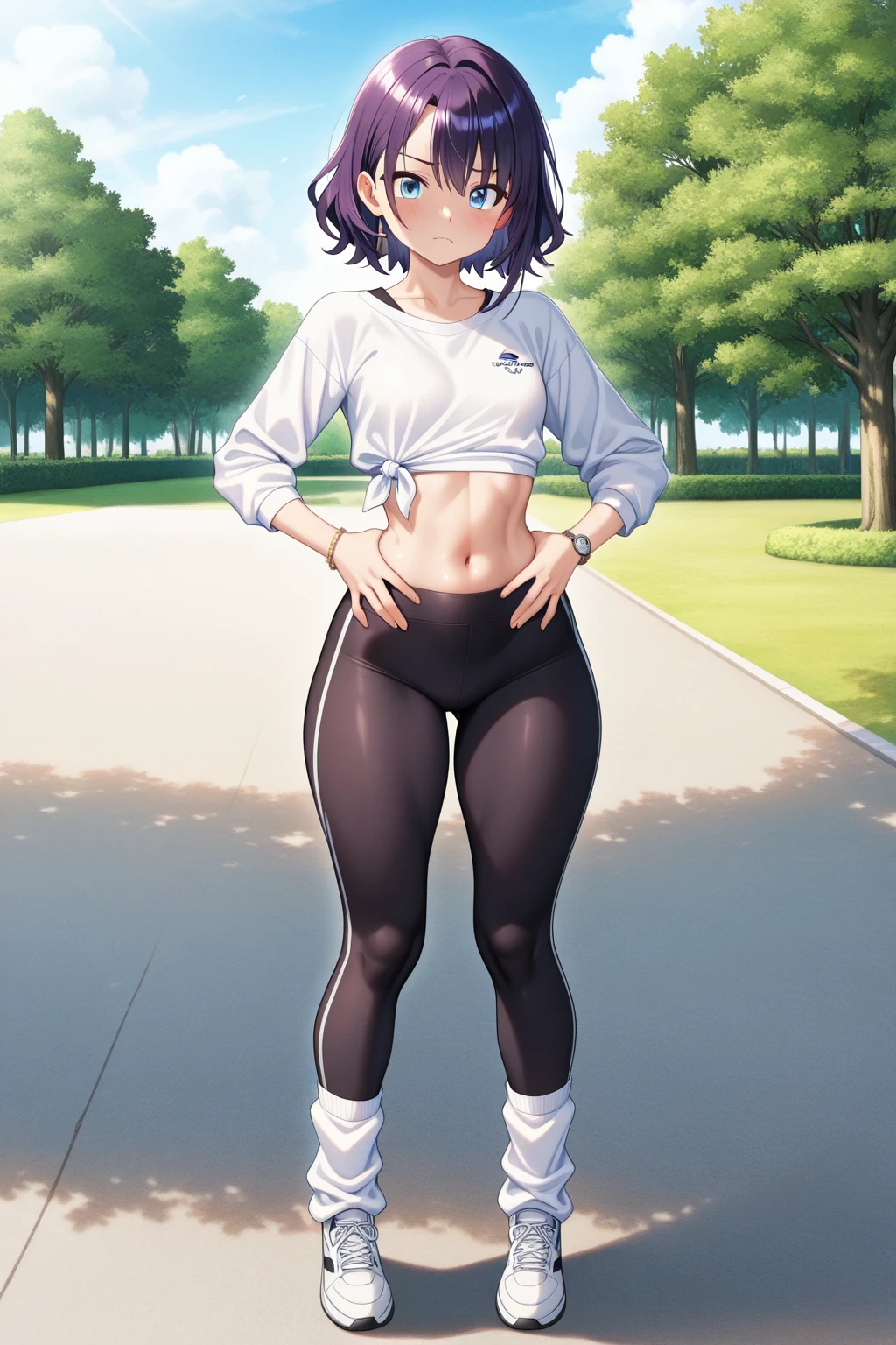 chiquita, <lora:Small-15:0.8>,Girly guy exercising in a park in a tight legging
