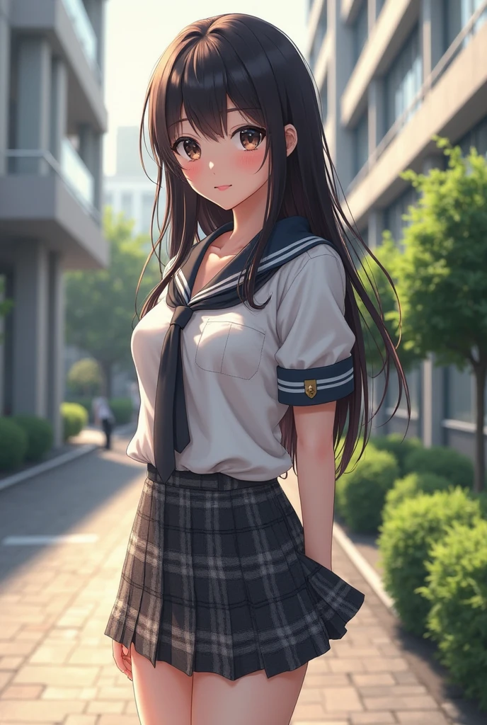 superfine illustration, Perfect Anatomy, Best Quality, Hires, amazing shading, Beautiful skin, 1 little girl, nose blush, Saliva, Ecstasy, Close eyes, ,School Uniforms , Full body, SEX, Yor, touches crotch, (Rubbing the crotch with your hands:1.2), suggestive pose,(a park:1.5),Opening Mouth