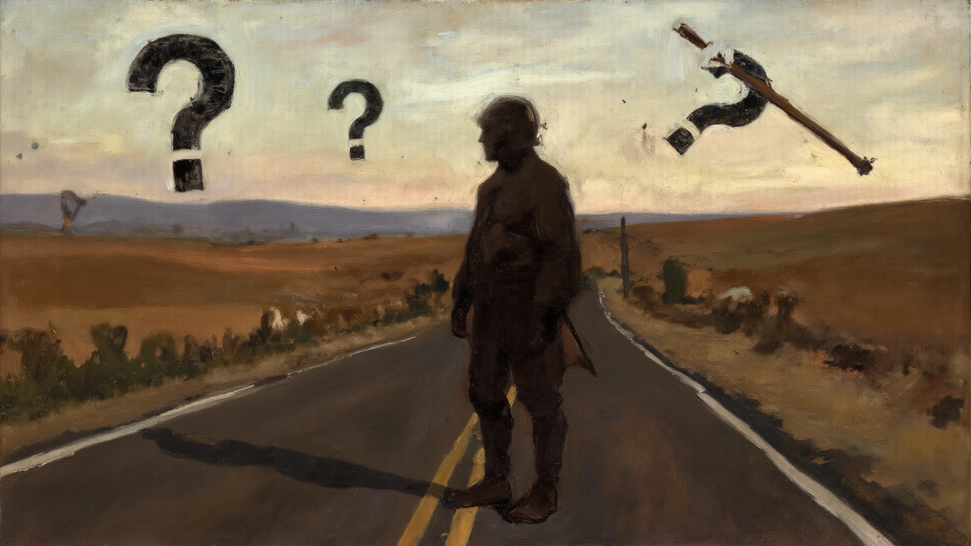 a man running in the countryside <lora:derek_hess_style:1> derek hess style
