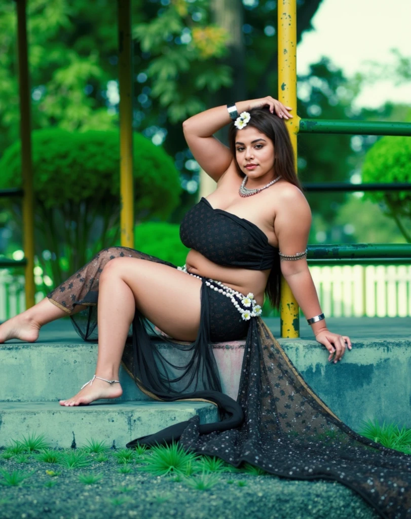 (((desi girl))), chubby face, natural skin, wearing hot deep neck top and dupatta, charming black hair, ((hair ends are blonde)),  Make Her a sexy Gaintess , Her long legs and Gaint  , Gaint ass , sexy hot giantess ((giantess)), Giant art , in Sma city,Her ass bigger than the Skyscrapers