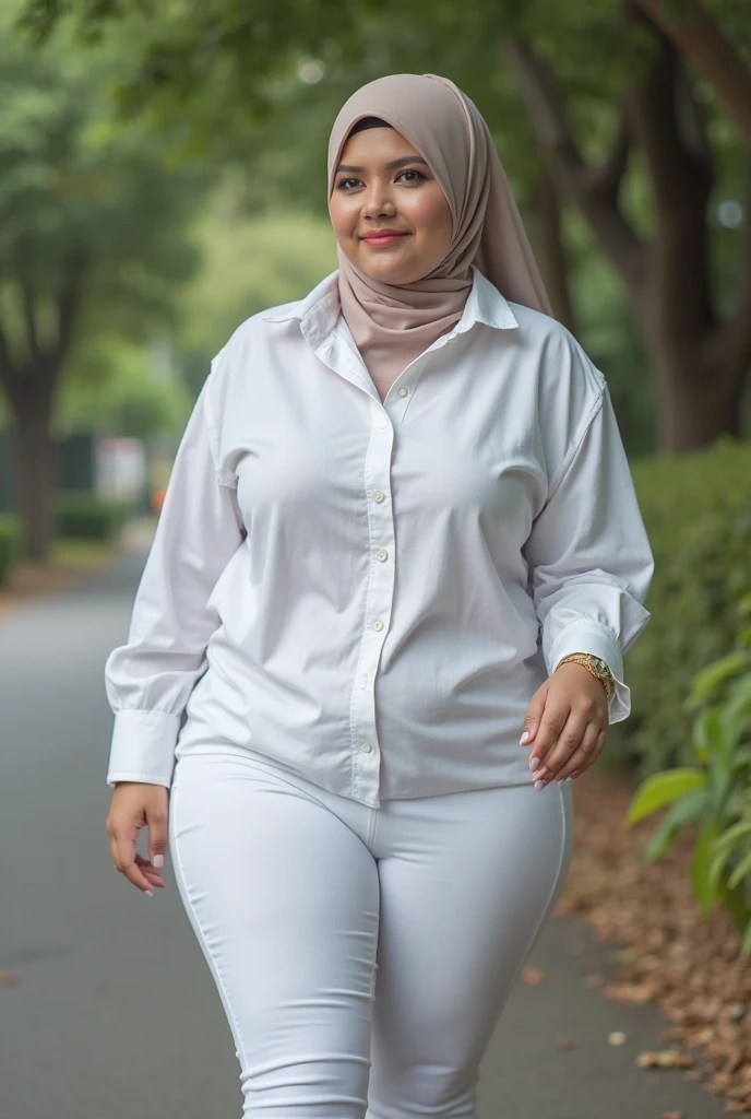 54 Years Old, Hijab Beautiful Indonesian Mature woman, White Porcelain skin, Droopiest Giganticest Largest : 16.9, Curvy body, ((wearing Tight Unbuttoned Blazzer)), Full body shot, Professional Photoshot, Professional High Lightning, At Daytime, Light Colour, 7560P, Canon EOS 250D, 128K UHDR Best Quallity Photo.