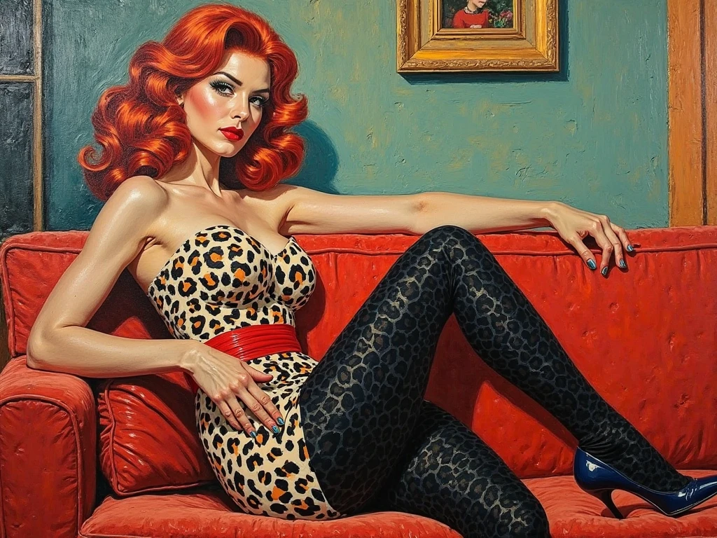 ((fully legal)) mouth O, surprised, 21 years old ((fully nude)) Nicole Kidman lookalike girl sitting on the chair, vintage, retro pin up style,sexy, mouth O, surprised, fully nude, ((spread legs)), ((pussy view)) ((red pubic hair)), colorful , masterpieces, illustrated,