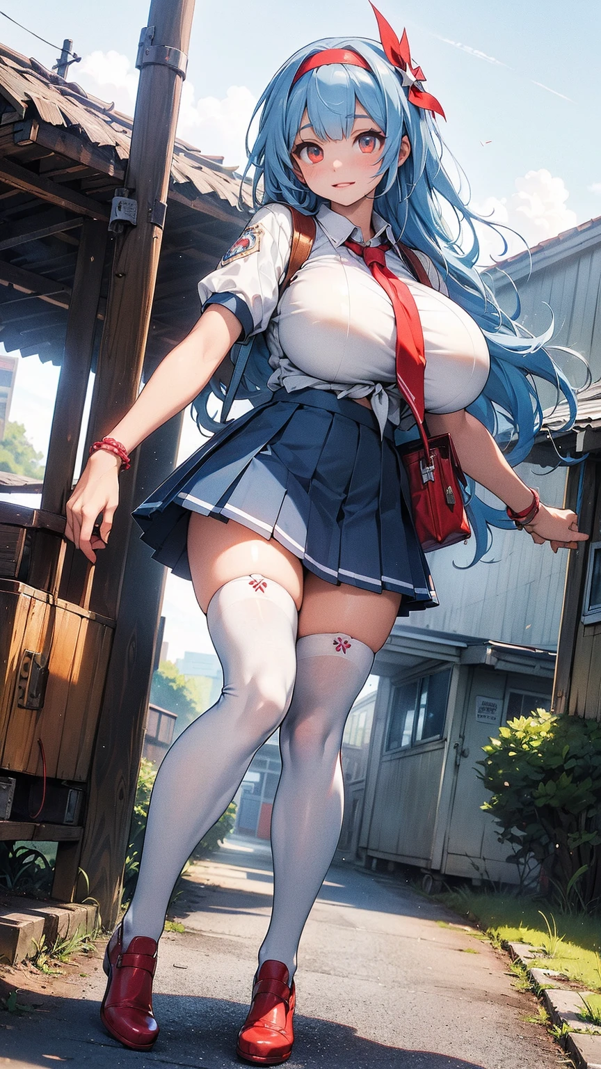 (An adult woman is standing and lifting her skirt., Grab the hem of your skirt, 地面から上にWindがふきスカートがめくれてパンティが見えている, Sexy and cute white panties:1:3), Beautiful Anime Woman, Beautiful art style, Anime characters, ((Smooth texture, Realistic texture, アニメCGWind)), ((Highest quality)), (Very detailed), (Very detailed CG 統合 8k 壁紙), Very detailed, High-resolution RAW color photos, Professional photography, masterpiece, Highest quality, beautiful and big breasts, Slender body, (Stunningly beautiful woman), (Detailed face:1.2), (Blue Hair, White Dress, White mini skirt, belt, Red eyes, Circlet, boots, Blue Cape:1.3), Outdoor, nature, Wind, Perfect lighting, Perfect Shadow, Exact number of arms, Exact number of legs, Perfect Anatomy, Exact finger count、Exact number of legs、(Exact number of arms:1.0, Exact number of hands:1.0), (Perfect hands, Perfect Anatomy), (Embarrassed expression), Angle from the front
