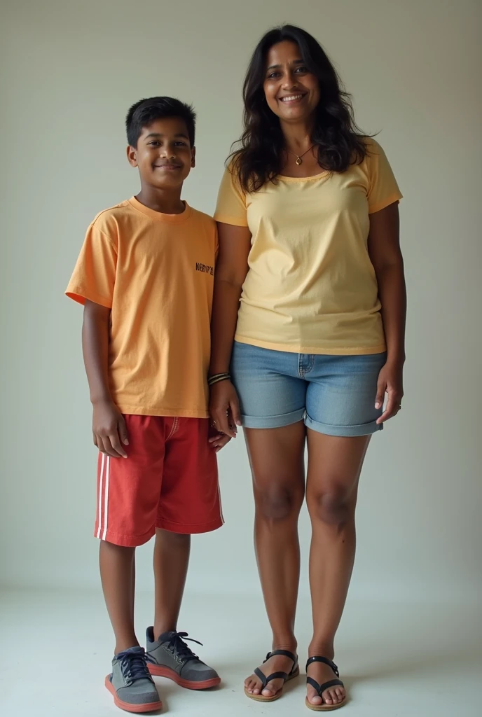 portrait of a indian boy standing with two young brown skinned indian sisters in green lace shorts, standing with one boy, standing and posing in home, shoes in feet, slim bodies, full body view, realistic, photorealistic, 8k