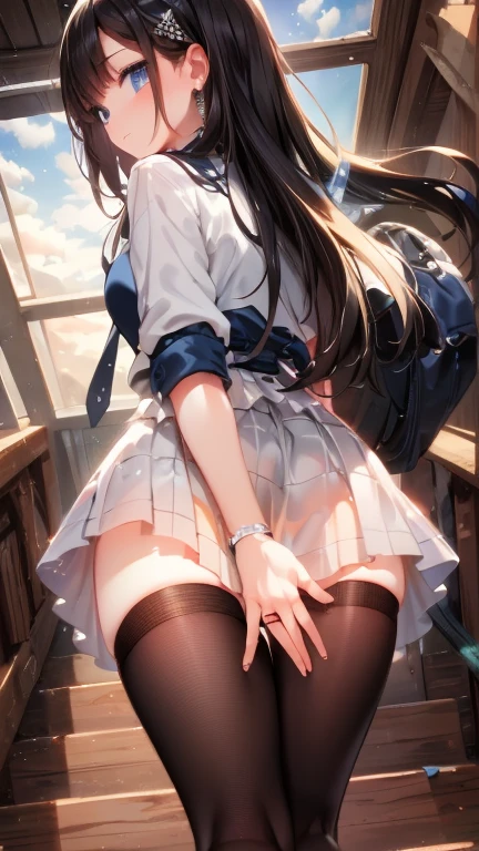 ((Masterpiece, highest quality)), (MAX resolution, distinct_image), Perfect Anatomy, 1 girl, Bangs, (Black hair:1.2), (Long straight hair:1.2), Embarrassing, drooling, (school uniform), dark grey blazer, pleated skirt, (Skirt lift:1.5), lifted by self, show off panties, Panty shot, ((see through white panties)), classroom, (night:1.1),(dark background:1.2),