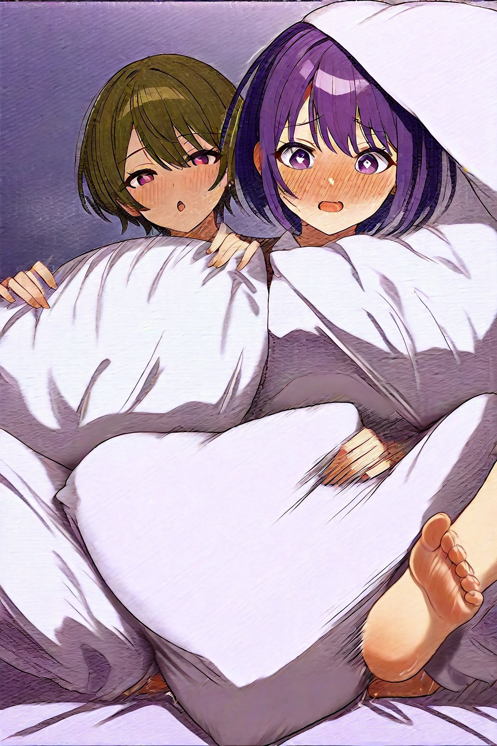 (masterpiece:1.4)、(1male people:1.9)、1girl、15 years old,(:1.2),high school student,beautiful girl,(short ponytails:1.2),akb48,nogizaka46,sailor suit,high ,(A father is touching his delicate girl's crotche:1.9)、student clothes、a closeup、Lying in bed、Father touching the crotch of delicate girl、(Cute 15-year-old delicate girl with semi-long hair and 50-year-old father with short hair)obscenity:1,2、Metamorphosis:1,2、NSFW:1,2、caress:1,2、Wrinkles between the eyebrows、Touching each other's crotches、red blush、toppless、White panties、Dark blue pleated mini skirt、tre anatomically correct,(small breasts:1.2),(skinny:1.2),(fullnude:1.5),nipple,(have a dildo in hand:1.5),dildo,sextoy,