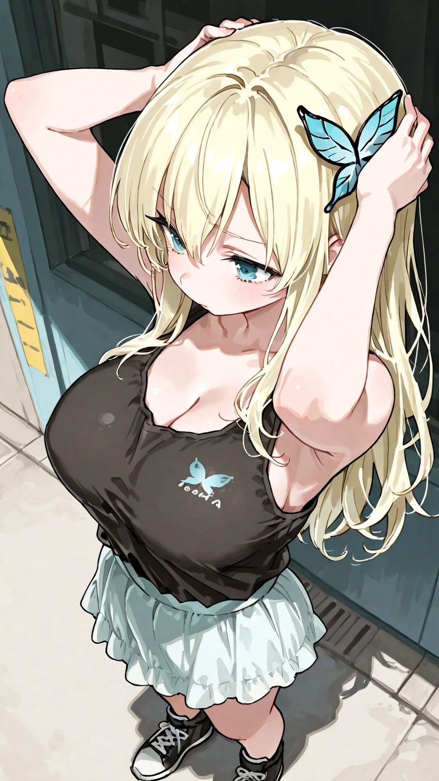 (high quality,Very detailed:1.37, High resolution), Woman, Serval Landau, jeans, large breasts, wetting herself, (standing:1.5), embarrassed, humiliation, (sweating:1.5), (blushing:1.5), Meticulous details, (extremely detailed eyes:1.37)