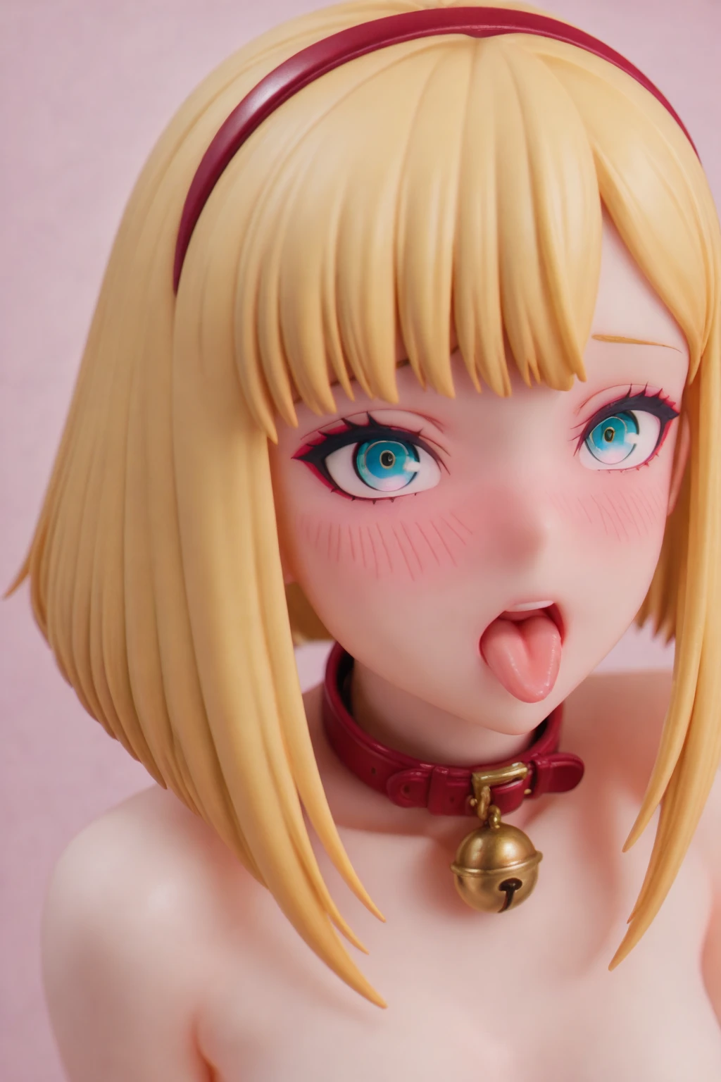 masutepiece, Best Quality, 1girl in,Flandre Scarlet,Blonde side ponytail、a bed、I'm wearing a white mob hat、has colorful feathers、fullnude、HCup Breast、It is dripping with the mouth open and the tongue sticking out、Happy face、Only the upper body is visible、Beautiful breasts、Courtship action、a closeup