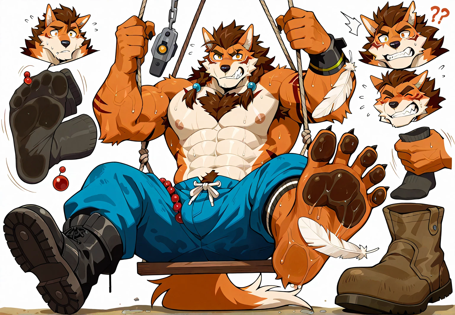 stocks feet ,a wolf tickle ,Feather tickling soles, Bigfoot,toe gap,paws