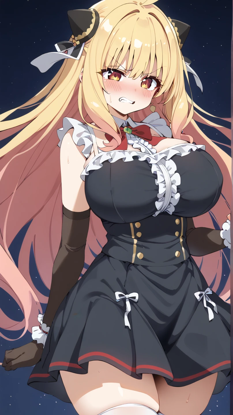 (((score_9, score_8_up, score_7_up,
1girl,solo,long hair,blonde hair,green eyes,ahoge,hair intakes,bow,))),((white hairpin,hairclip)),((Perfect body,))((Super beautiful,))((High quality,)),(Heavy breathing,saliva,blush, sweat, Sweaty and wet all over,Steam,),((iyojima anzu, blond hair,green eye,)),((gigantic breast)),((Perfect body,))((Super beautiful,))((High quality,)),pov,Looking at Viewer,open mouth,tongue out,half open eyes,Steam,COWBOY SHOT,(glossy nun costume,glossy monk's robe),nipple,