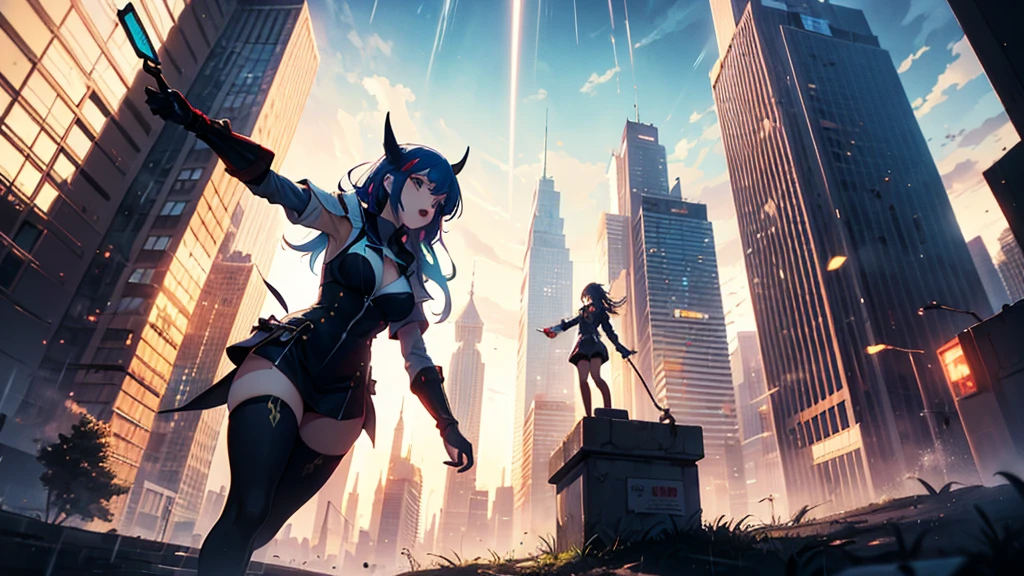 (Award Winning Digital Artwork:1.3) of (Detailed illustration:1.3) girl, jumping, having fun,CGSociety,ArtStation