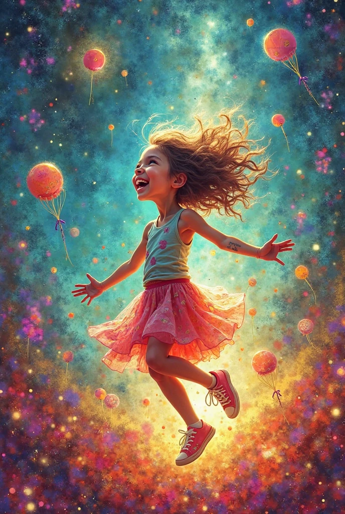 The colorful jelly flew through the air and landed on the young girl, enhancing her mesmerizing appearance., cinematic shot + dynamic composition, incredibly detailed, sharpen, details + intricate detail + professional lighting, film lighting + 35mm + anamorphic + lightroom + cinematography + bokeh + lens flare + film grain + HDR10 + 8K + Roger Deakins, ((cinematic))