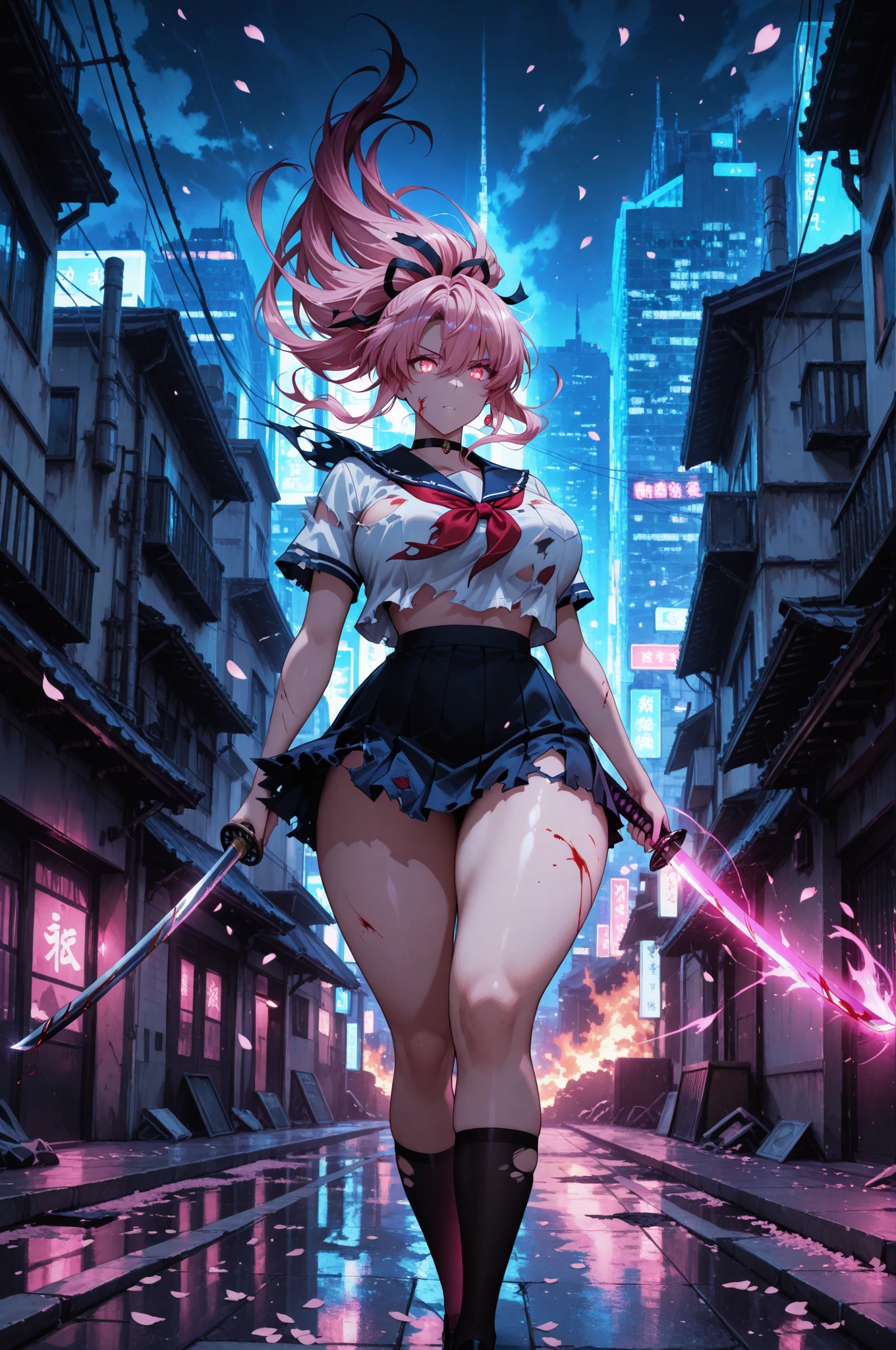 cyber-punk,teens girl、pray、Sword、Daoism、tmasterpiece、eventide
