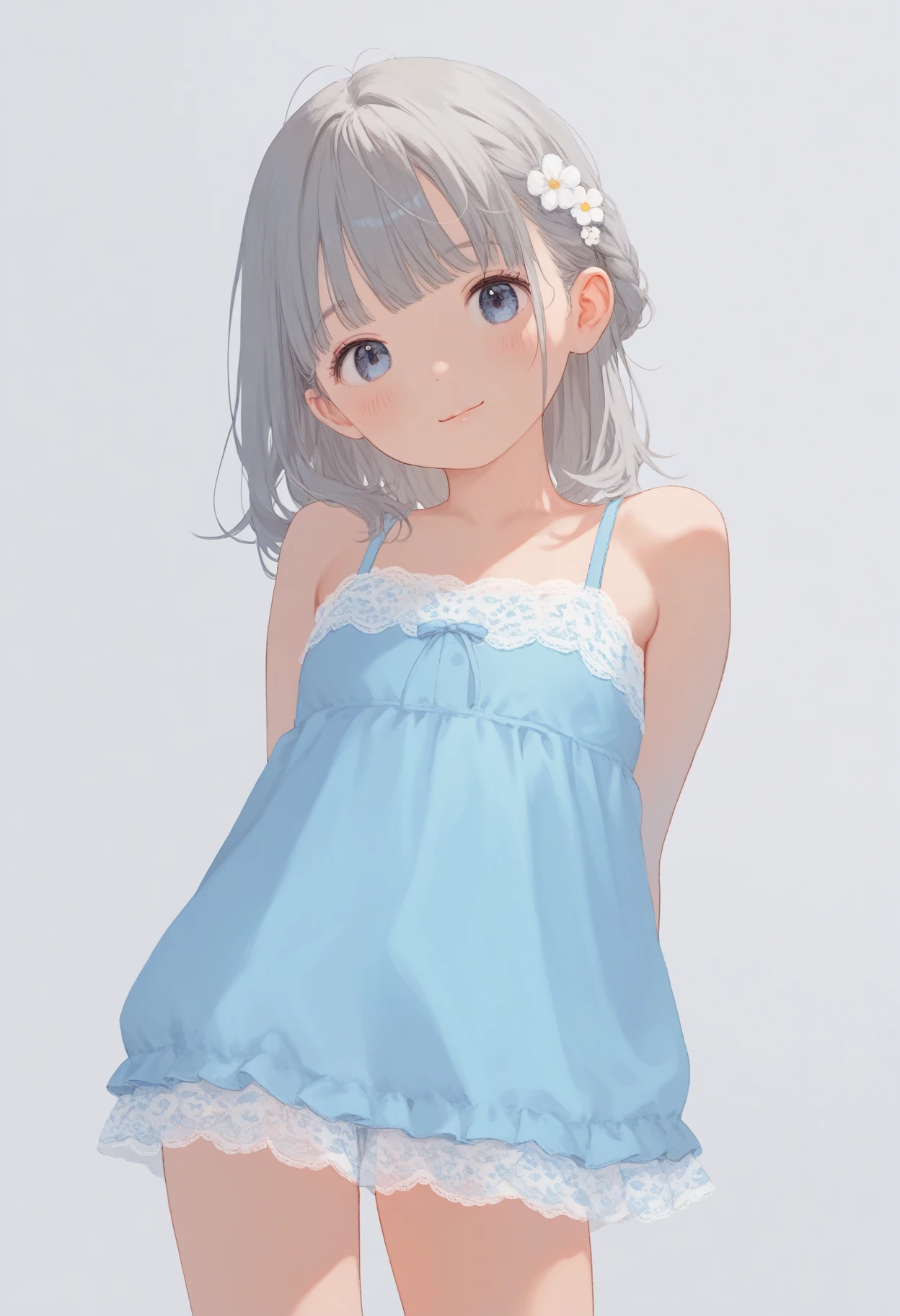 very cute female child,10 yo, white hair, bangs,medium hair,blue eyes, flat chest,standing,
frills swimsuit,fitting room,
solo,1girl,
BREAK
(masterpiece, best quality,ultra-detailed:1.2)