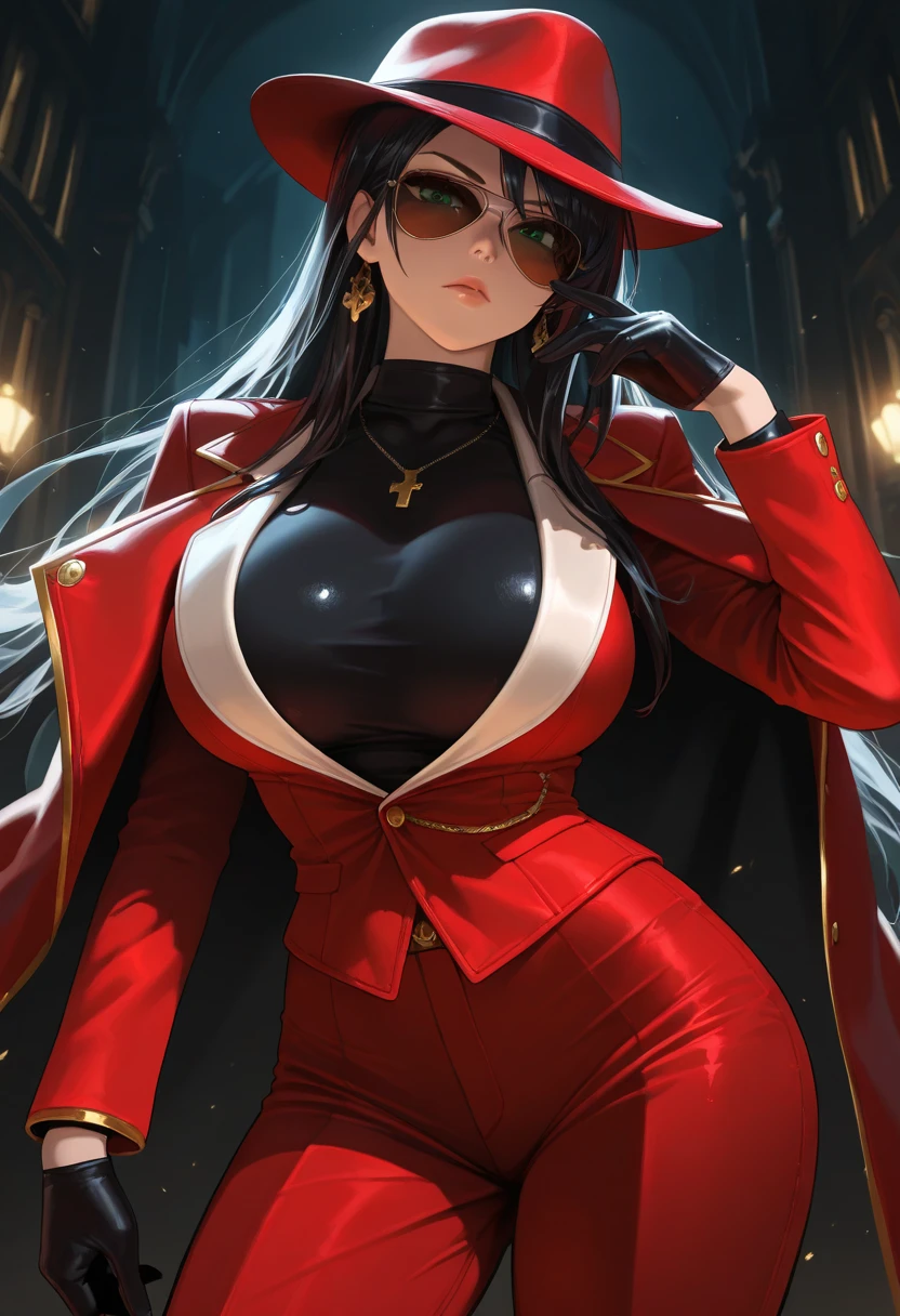 (highest quality:1.2,evil lady,cg, Very detailed, High Detail, digital coloring, High Contrast, masterpiece:1.2,suits, highest quality, Best aesthetics),(highest quality:1.2,evil lady,cg, Very detailed, High Detail, digital coloring, High Contrast, masterpiece:1.2, highest quality, Best aesthetics), 8k,masterpiece, cute,tall,beautiful,best quality, 1lady,black hair,long hair,empty eyes, (finely detailed glowing eyes and detailed face),,,,extremely detailed cg unity 8k wallpaper,solo,(latex military costume:0.9),large breasts,seductive smile,military hat,latex thighhigh,large breasts,black hair,pink eyes,pink leotard,pantyhose,military coat,enamel suits,grossy lips,sitting,,sadistic smile,,heel,shiny skin,military coat,detailed face,beautiful body,full-body,adult,leotard,show me breasts,sadistic,seductive smile,enamel leotard,latex,