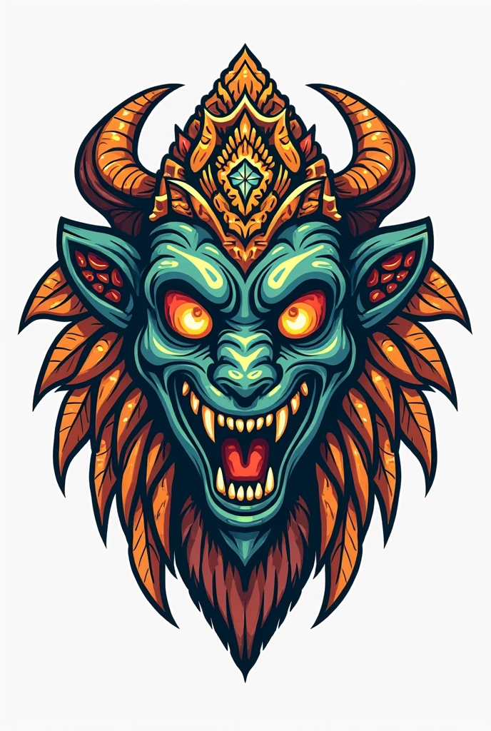 sticker on white background, downtown, Leprechaun face paint in the shape of a dragon, Eastern style painting, connect mask, Demon Samurai Mask, Asura in Chinese mythology, Thrown outline style, jagged edges, garbage bin, light shading --v 5.2