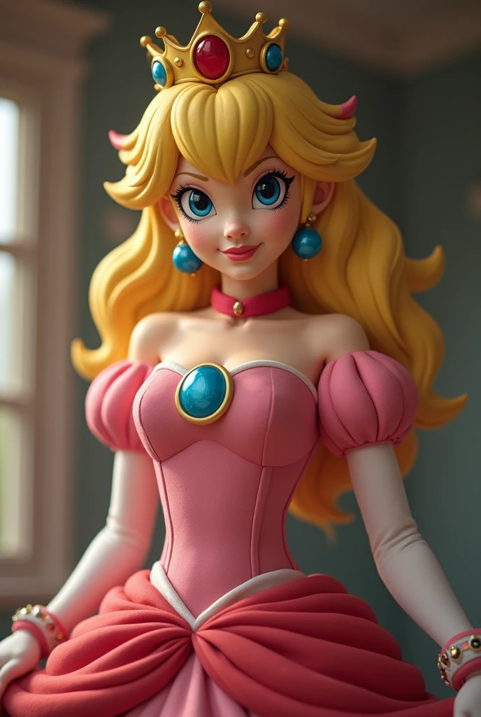 Close up view from behind, butt in closeup, of detailed textures in high quality,princess peach,long sexy long dress, crop top, big breasts, deep neckline, peach colored clothes, sexy, sexy bra , ripped dress, naked breasts, NSFW, Close up view from behind, butt in closeup