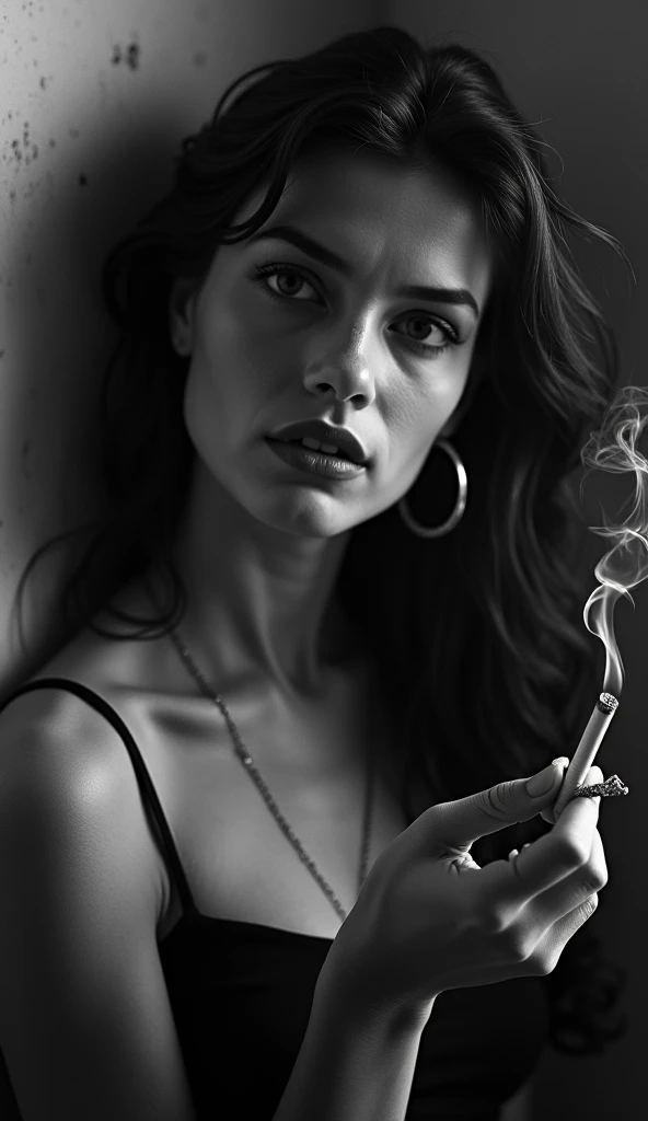 arafed woman with black nails and a cigarette in her mouth, dramatic smoking pose, woman smoking cigarette, smoking woman, gothic girl smoking, smoking, woman smoking a cigarette, black and white. high contrast, cigarette smoke, intense smoldering, smoking cigarette, with cigar, cigarette, gothic girl smoking a cigarette, smoking a cigarette, smokes, smoldering