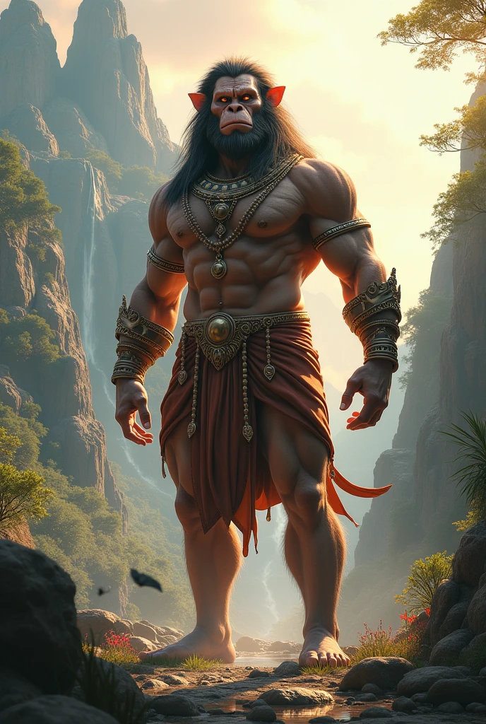 Lord Hanuman with mountain on hand 